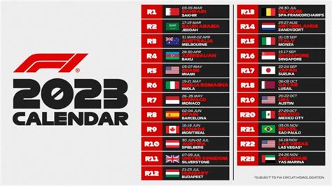 formula 1 grand prix schedule 2023